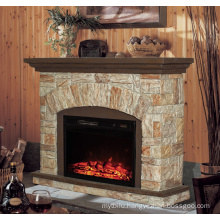 classic insert electric fireplace with polystone mantel